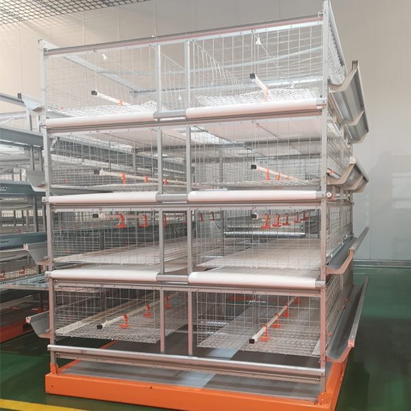 Broiler cage (manual move-out with feeding machine)